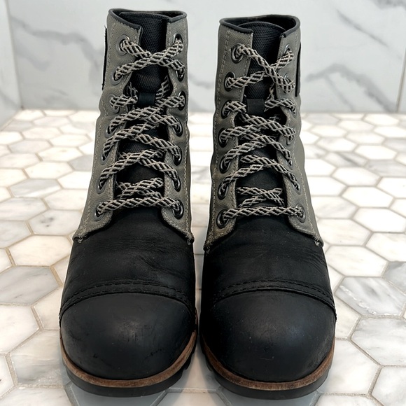 Sorel 1964 Premium PDX Wedge Nori Green & Black Leather Mid Boots Booties Size 7 - Picture 3 of 16